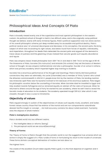 Philosophical Ideas And Concepts Of Plato