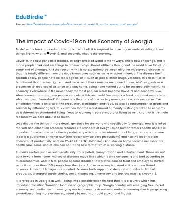 The Impact of Covid-19 on the Economy of Georgia