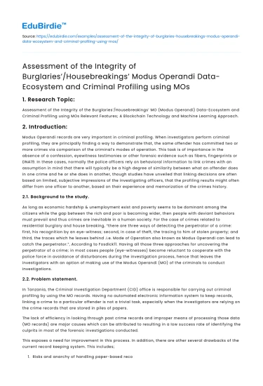 Burglary Data Integrity Assessment & Criminal Profiling with MOs