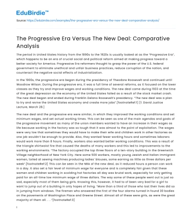 The Progressive Era Versus The New Deal: Comparative Analysis
