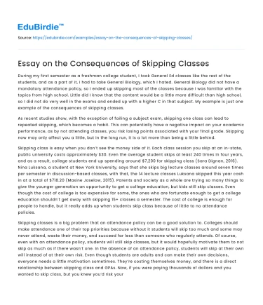 Essay on the Consequences of Skipping Classes