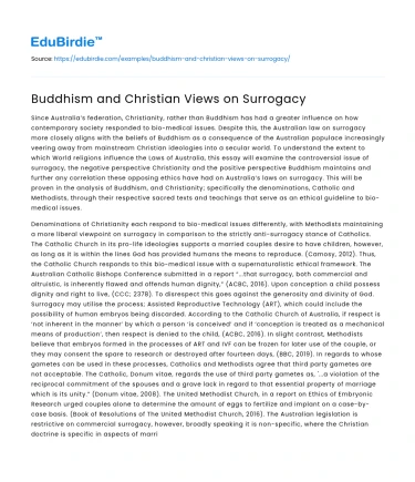 Buddhism and Christian Views on Surrogacy