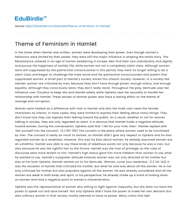 Theme of Feminism in Hamlet