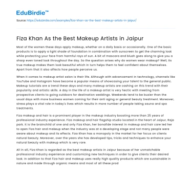 Fiza Khan As the Best Makeup Artists in Jaipur