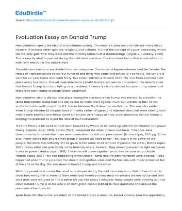 Evaluation Essay on Donald Trump