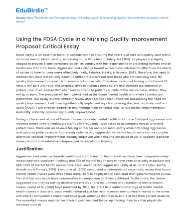 PDSA Cycle in Nursing Quality Improvement