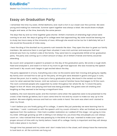 Essay on Graduation Party