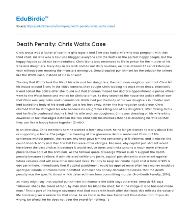 Death Penalty: Chris Watts Case