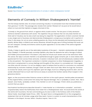 Comedic Elements in Shakespeare’s Hamlet