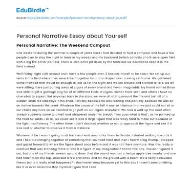 Personal Narrative Essay about Yourself