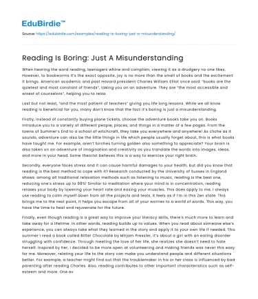 Reading Is Boring: Just A Misunderstanding