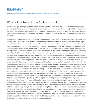 Why is Proctor’s Name So Important