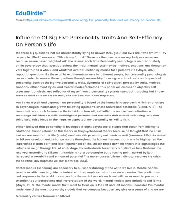 Impact of Big Five Traits and Self-Efficacy on Life