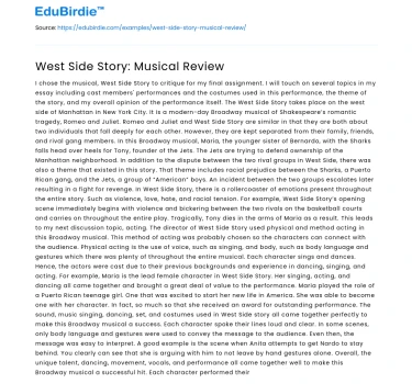 West Side Story: Musical Review