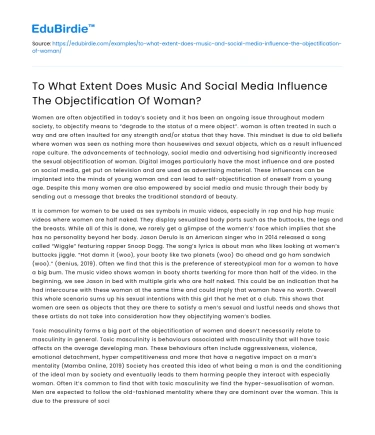 Influence of Music & Social Media on Woman’s Objectification