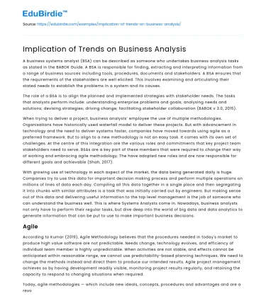 Implication of Trends on Business Analysis
