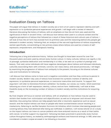 Evaluation Essay on Tattoos