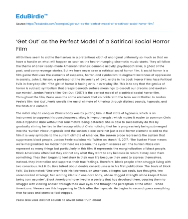 ‘Get Out’ as the Perfect Model of a Satirical Social Horror Film