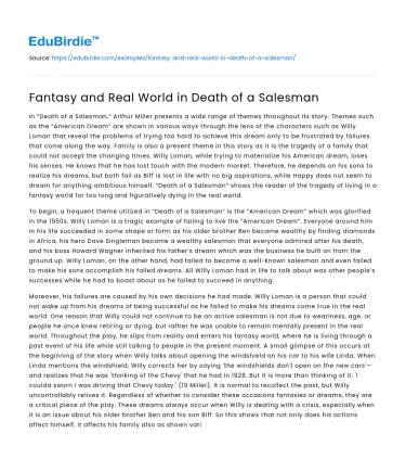 Fantasy and Real World in Death of a Salesman