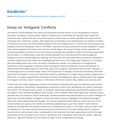 Essay on ‘Antigone’ Conflicts