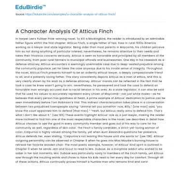 A Character Analysis Of Atticus Finch