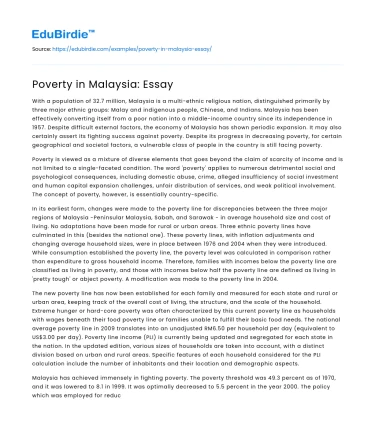 Poverty in Malaysia: Essay