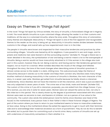 Essay on Themes in ‘Things Fall Apart’