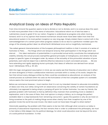 Analytical Essay on Ideas of Plato Republic