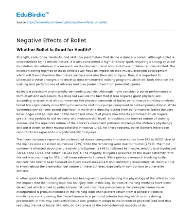 Negative Effects of Ballet