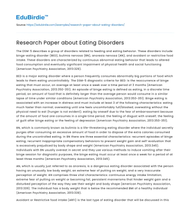 Research Paper about Eating Disorders