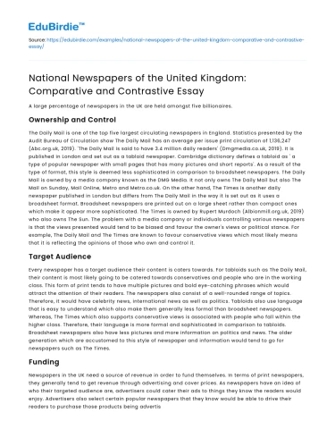 National Newspapers of the United Kingdom