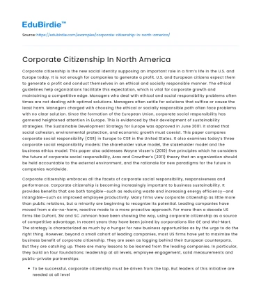Corporate Citizenship In North America