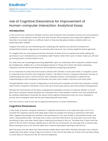 Cognitive Dissonance in Human-Computer Interaction