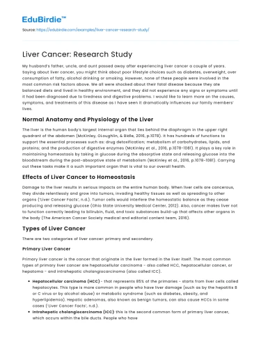 Liver Cancer: Research Study
