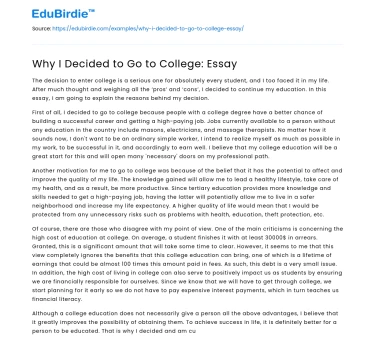 Why I Decided to Go to College: Essay