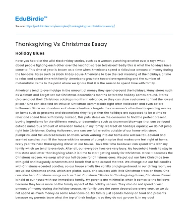 Thanksgiving Vs Christmas Essay