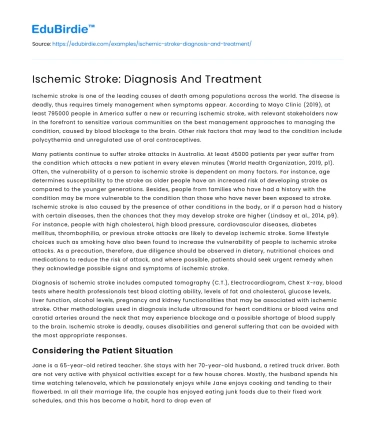 Ischemic Stroke: Diagnosis And Treatment