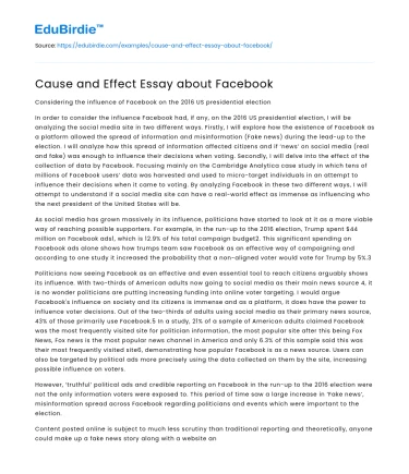 Cause and Effect Essay about Facebook