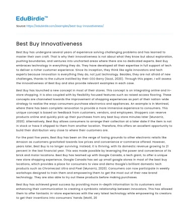 Best Buy Innovativeness