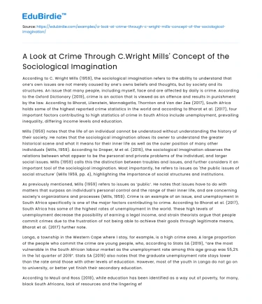 Crime through Sociological Imagination