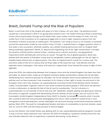 Brexit, Donald Trump and the Rise of Populism