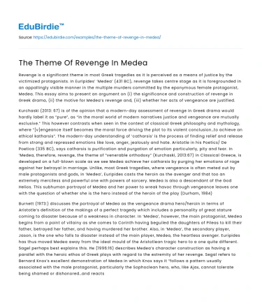 The Theme Of Revenge In Medea