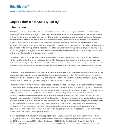 Depression and Anxiety Essay