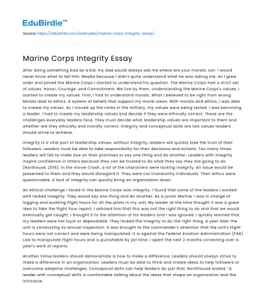 Marine Corps Integrity Essay