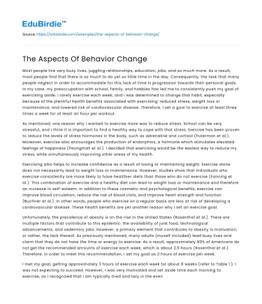 The Aspects Of Behavior Change