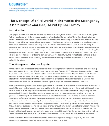 Third World in The Stranger and Hadji Murat