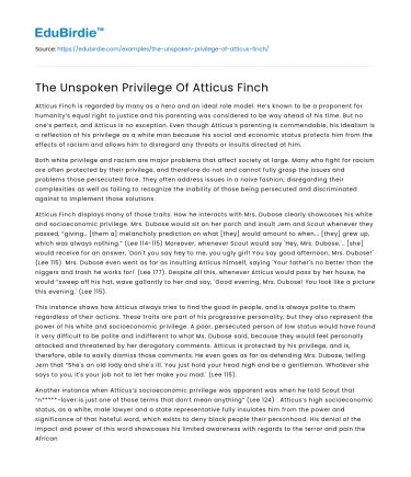 The Unspoken Privilege Of Atticus Finch