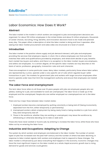 Labor Economics: How Does It Work?