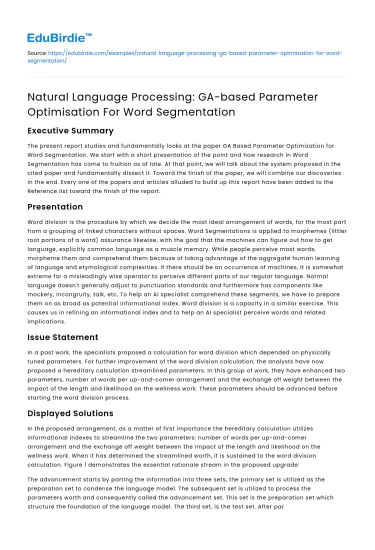 GA-based Optimization for Word Segmentation in NLP