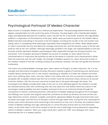 Psychological Portrayal Of Medea Character